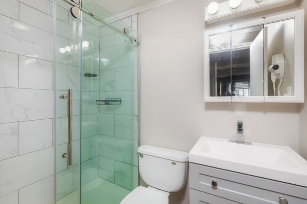 Bathroom, Glass Shower, Interior, Marble Walls