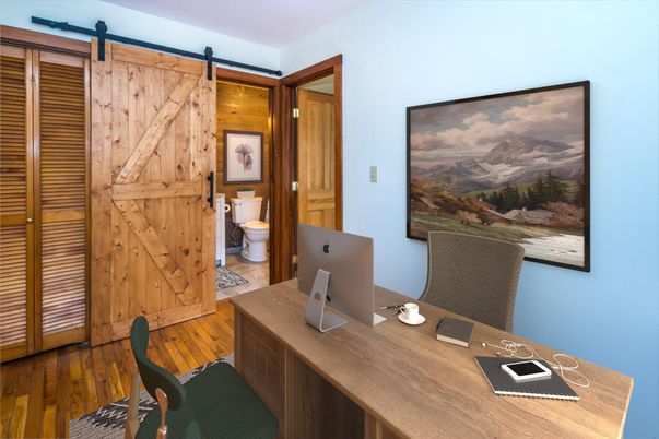Bathroom, Home Office, Interior, Wood Texture Flooring, Wooden Walls
