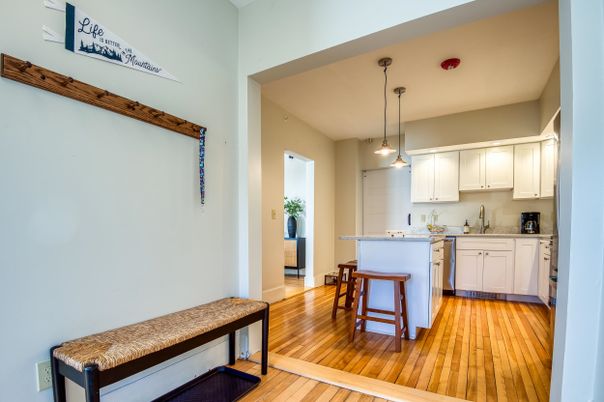 Interior, Kitchen, Pendant Lights, Wood Texture Flooring