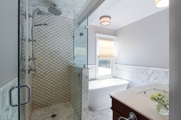 Bathroom, Glass Shower, Interior, Marble, Marble Walls