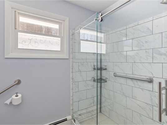 Bathroom, Glass Shower, Interior, Marble Walls