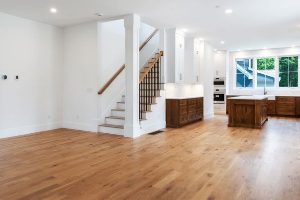 Interior, Kitchen, Recessed Lighting, Wood Texture Flooring