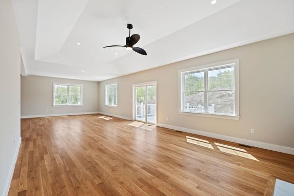 Empty room, Interior, Recessed Lighting, Wood Texture Flooring