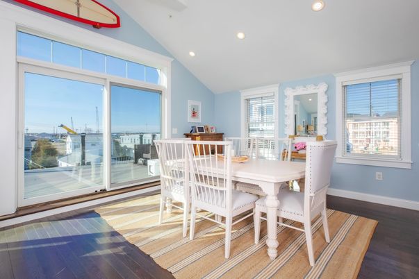 Dining room, Interior, Recessed Lighting, Wood Texture Flooring