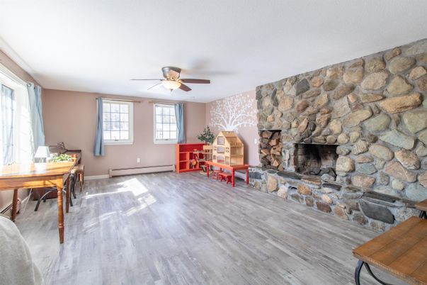 Fireplace, Interior, Stone Walls, Wood Texture Flooring