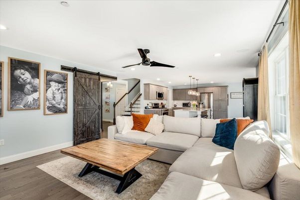 Interior, Kitchen, Living room, Pendant Lights, Recessed Lighting, Stainless Steel Appliances, Wood Texture Flooring
