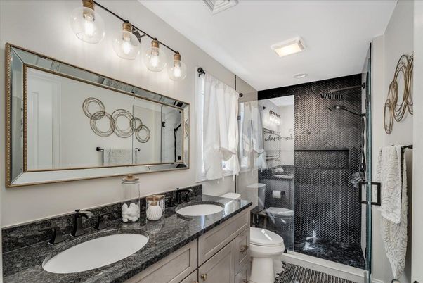 Bathroom, Dual Sink Vanities, Glass Shower, Interior, Recessed Lighting