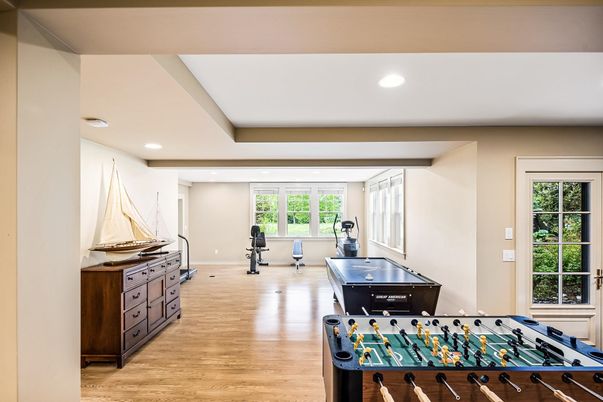 Fitness Equipment, Game Room, Interior, Recessed Lighting, Wood Texture Flooring