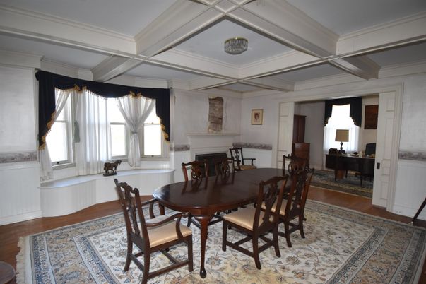 Dining room, Fireplace, Interior, Piano, Wood Texture Flooring