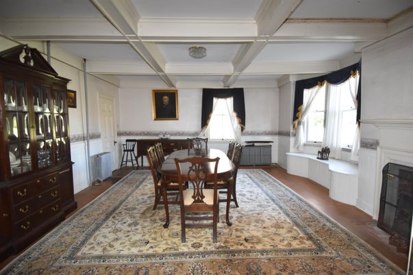 Dining room, Fireplace, Interior, Wood Texture Flooring