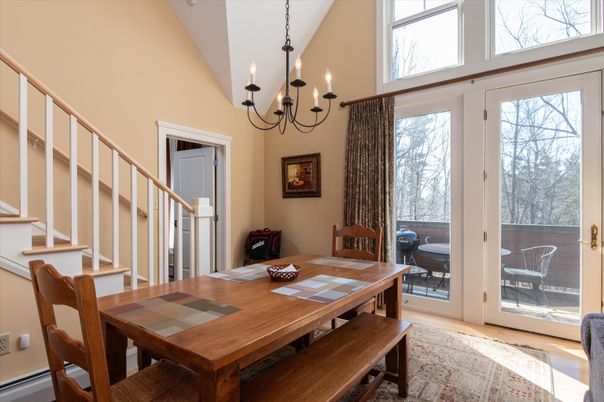 Chandelier, Dining room, Interior, Wood Texture Flooring