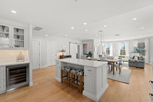 Dining room, Interior, Kitchen, Living room, Pendant Lights, Recessed Lighting, Wood Texture Flooring