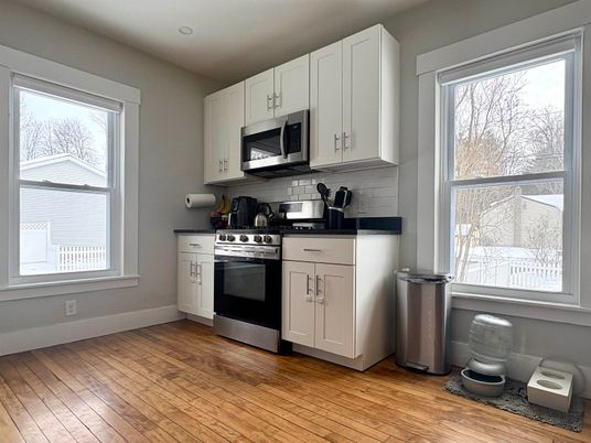 Interior, Kitchen, Stainless Steel Appliances, Wood Texture Flooring