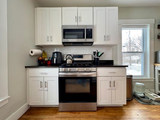 Interior, Kitchen, Stainless Steel Appliances, Wood Texture Flooring