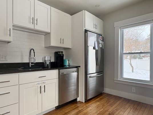 Interior, Kitchen, Stainless Steel Appliances, Wood Texture Flooring