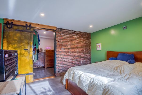 Bedroom, Interior, Recessed Lighting, Stone Walls