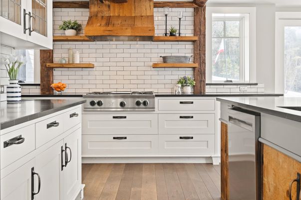 Interior, Kitchen, Stainless Steel Appliances, Wood Texture Flooring