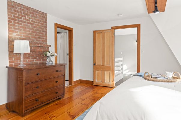 Bedroom, Interior, Stone Walls, Wood Texture Flooring