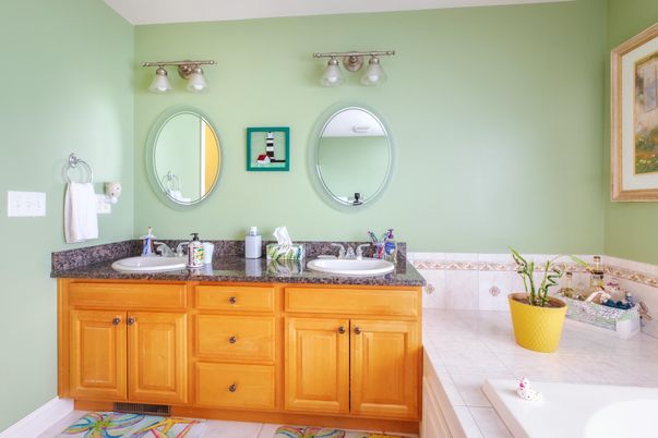 Bathroom, Dual Sink Vanities, Interior, Tile Countertops