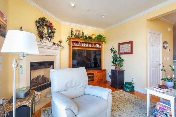 Fireplace, Interior, Recessed Lighting, Wood Texture Flooring