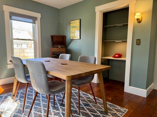 Dining room, Interior, Wood Texture Flooring