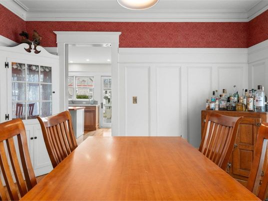 Dining room, Interior, Kitchen, Recessed Lighting, Wood Texture Flooring