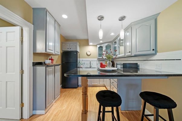 Interior, Kitchen, Pendant Lights, Recessed Lighting, Wood Texture Flooring