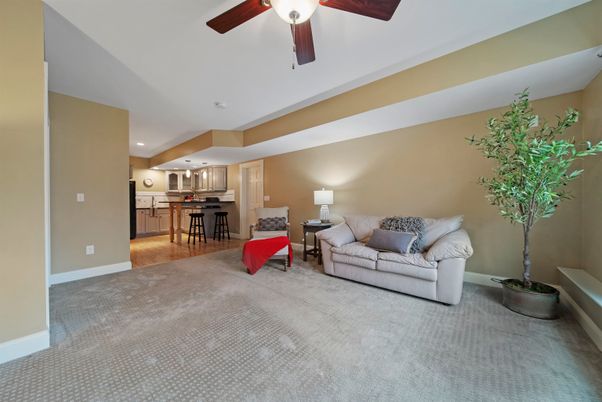 Interior, Kitchen, Living room, Recessed Lighting, Stainless Steel Appliances, Wood Texture Flooring