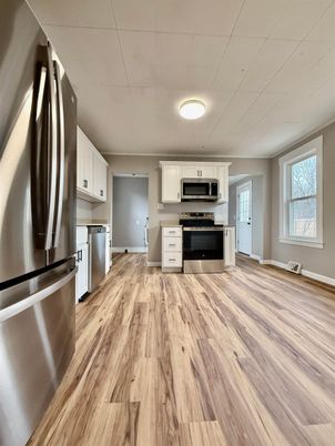 Interior, Kitchen, Stainless Steel Appliances, Wood Texture Flooring