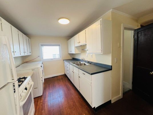 Interior, Kitchen, Washer, Wood Texture Flooring