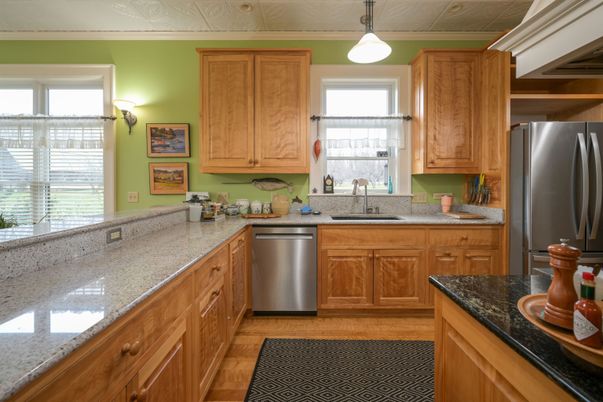Interior, Kitchen, Pendant Lights, Stainless Steel Appliances, Wood Texture Flooring