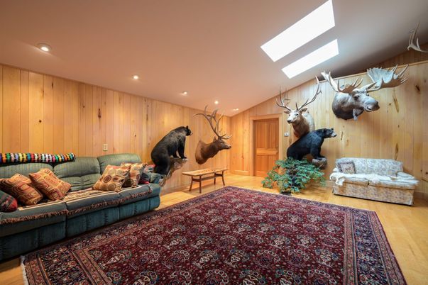 Interior, Living room, Recessed Lighting, Wood Texture Flooring, Wooden Walls