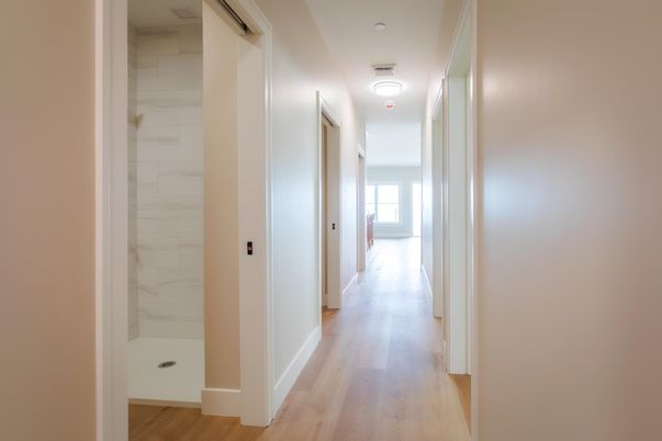 Interior, Marble Walls, Wood Texture Flooring
