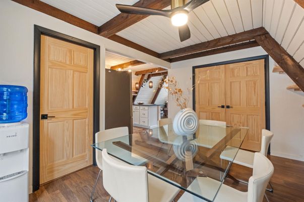 Dining room, Interior, Wooden Beams, Wood Texture Flooring