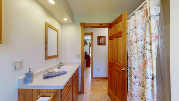 Bathroom, Interior, Recessed Lighting, Wood Texture Flooring