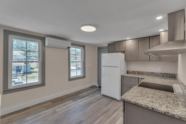 Interior, Kitchen, Recessed Lighting, Wood Texture Flooring