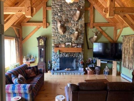 Fireplace, Interior, Living room, Stone Walls, Wooden Beams, Wooden Ceilings, Wood Texture Flooring