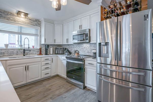 Interior, Kitchen, Stainless Steel Appliances, Wood Texture Flooring