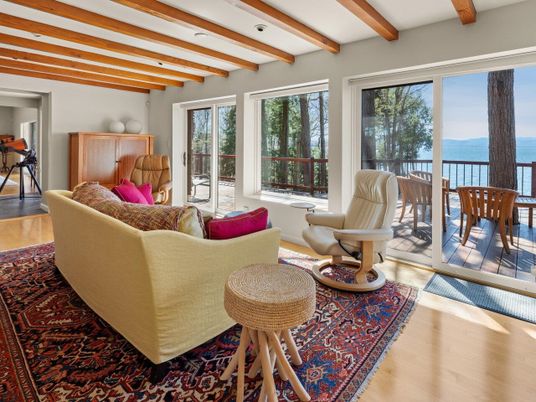 Interior, Living room, Water, Wooden Beams, Wood Texture Flooring