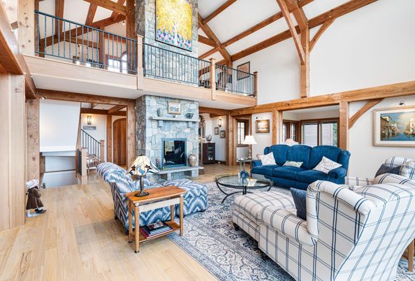 Fireplace, Interior, Living room, Stone Walls, Wooden Beams, Wood Texture Flooring