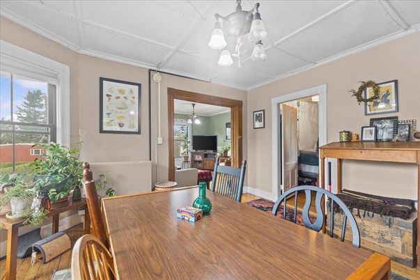 Chandelier, Dining room, Interior, Wood Texture Flooring
