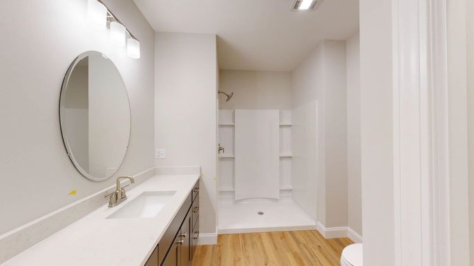 Bathroom, Dual Sink Vanities, Interior, Wood Texture Flooring