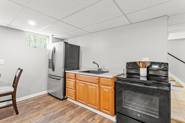 Interior, Kitchen, Recessed Lighting, Wood Texture Flooring