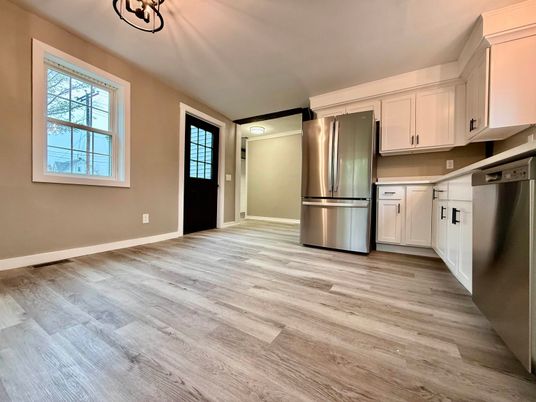 Interior, Kitchen, Stainless Steel Appliances, Wood Texture Flooring