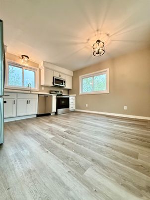 Interior, Kitchen, Stainless Steel Appliances, Wood Texture Flooring