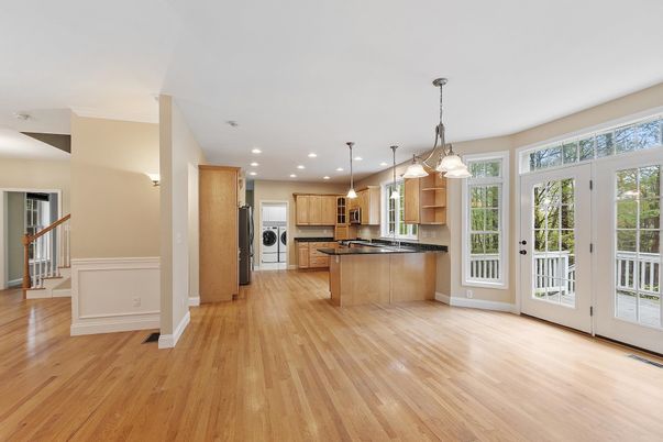 Interior, Kitchen, Pendant Lights, Recessed Lighting, Wood Texture Flooring