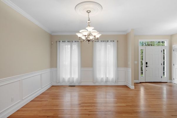 Chandelier, Empty room, Interior, Wood Texture Flooring