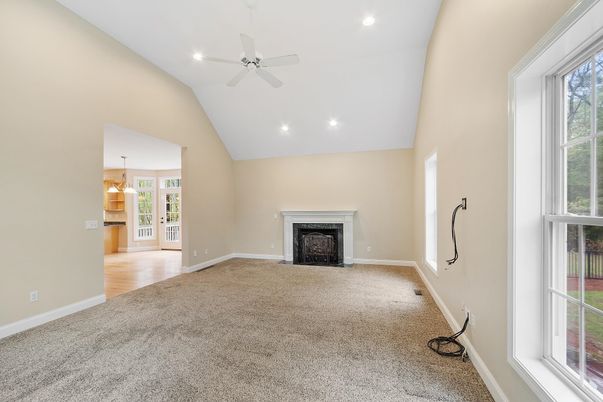 Empty room, Fireplace, Interior, Pendant Lights, Recessed Lighting