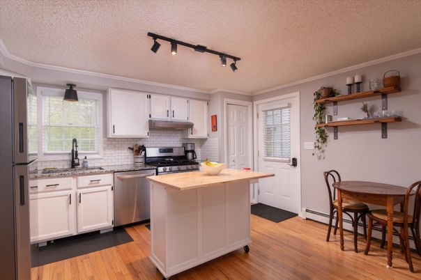 Interior, Kitchen, Stainless Steel Appliances, Wood Texture Flooring