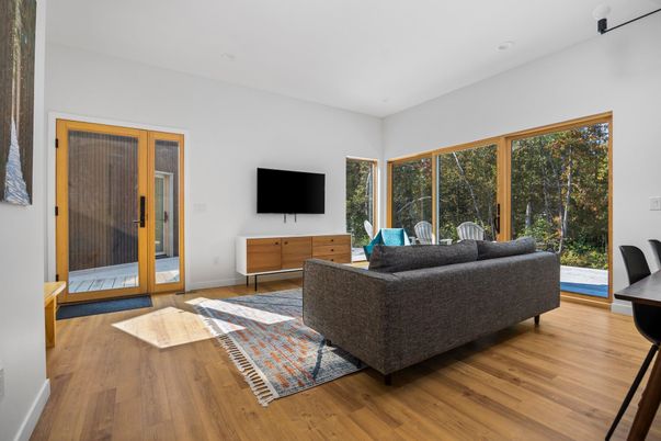 Interior, Living room, Recessed Lighting, Wood Texture Flooring